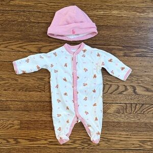 Ralph Lauren Cotton Baby Coverall with Beanie